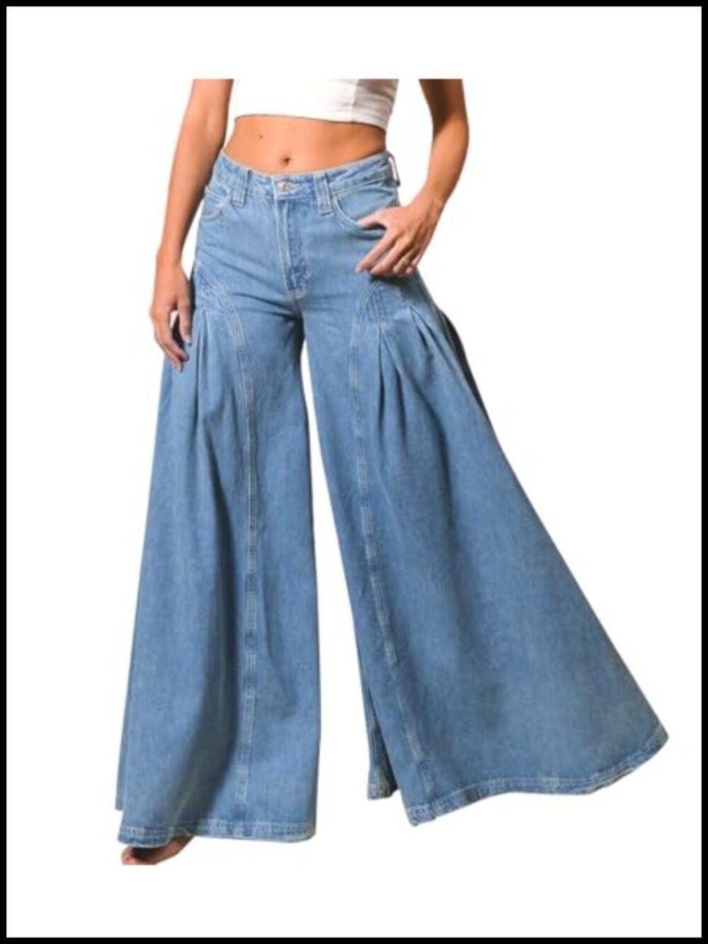 High Waist Bell Bottom Stretch Wide Leg Flared Jeans